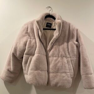 Zara faux fur bomber jacket - size small